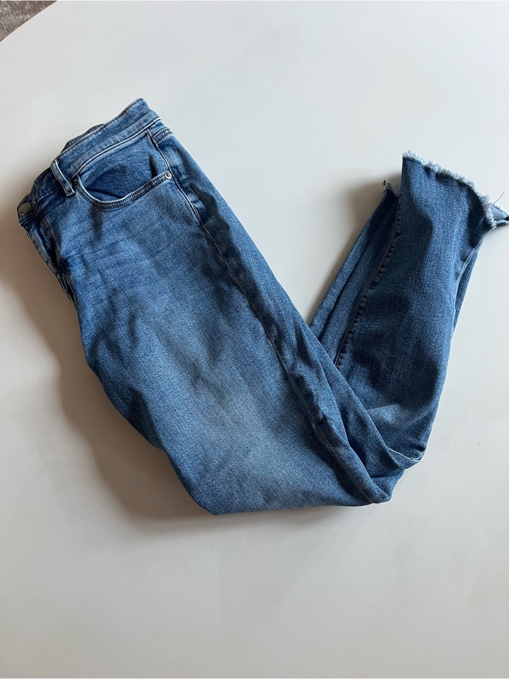 LOFT Skinny Jeans, Frayed Ankles, Size 8